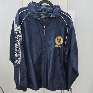 Versace Dark Blue Jacket with Gold Details